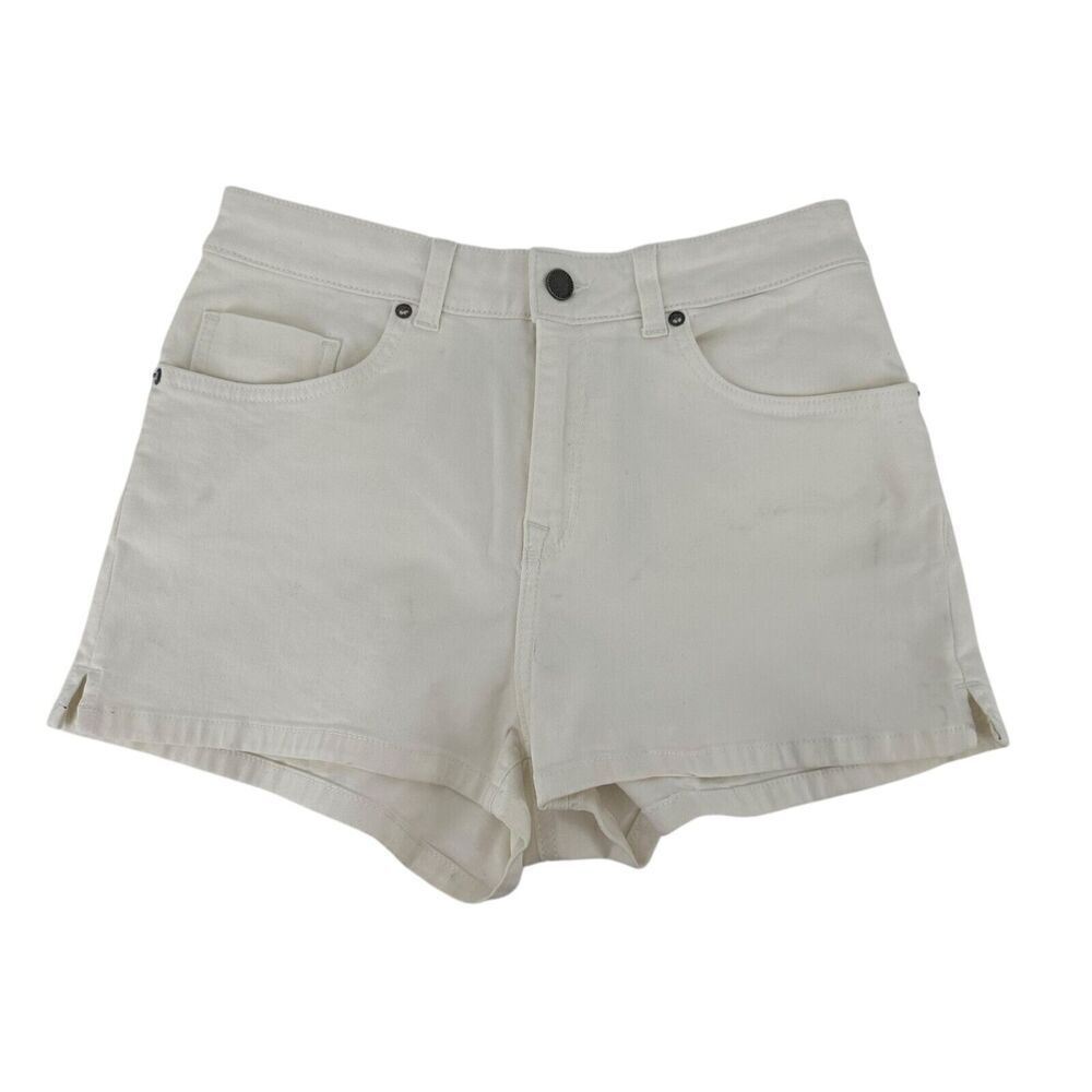 ROXY Jean Shorts White High Rise Womens Size 28 Waist Stretchy Denim Casual Boho